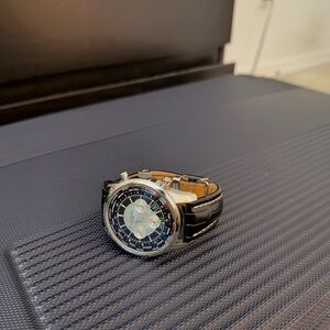 BREITLING TRANSOCEAN WORLDTIMER BLACK DIAL BLACK STRAP AB0510